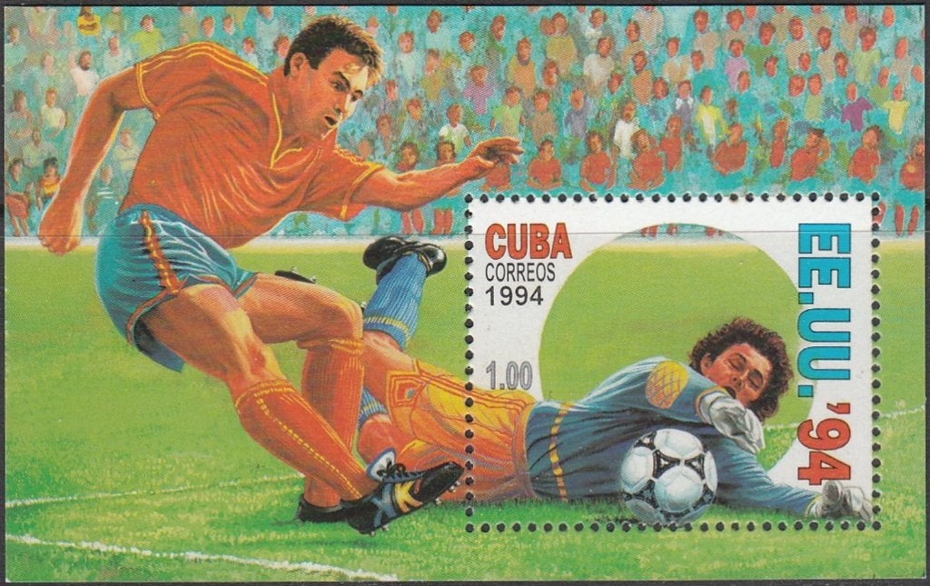 Voetbal Cuba Michel blok 136 World Cup USA 1994 postfris, Ophalen of Verzenden, Postfris, Sport