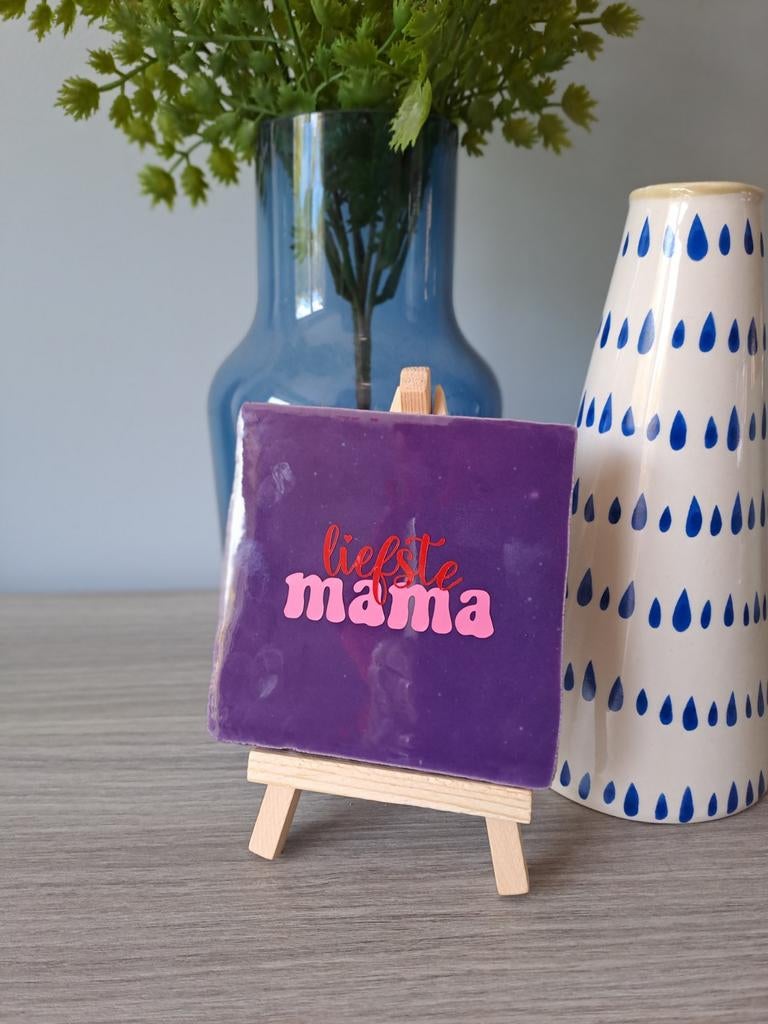 Paarse tegel 'Liefste Mama' met of zonder ezeltje, Ophalen of Verzenden, Nieuw