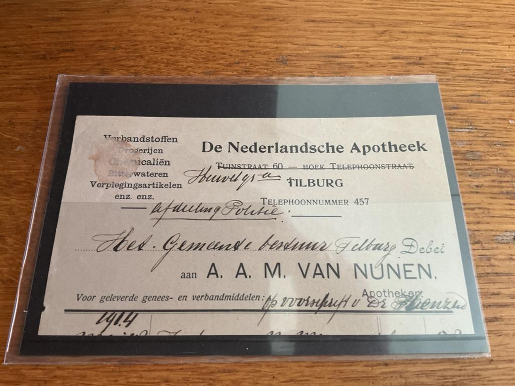 O231 deel van factuur Apotheek Tilburg, Ophalen of Verzenden, Zo goed als nieuw