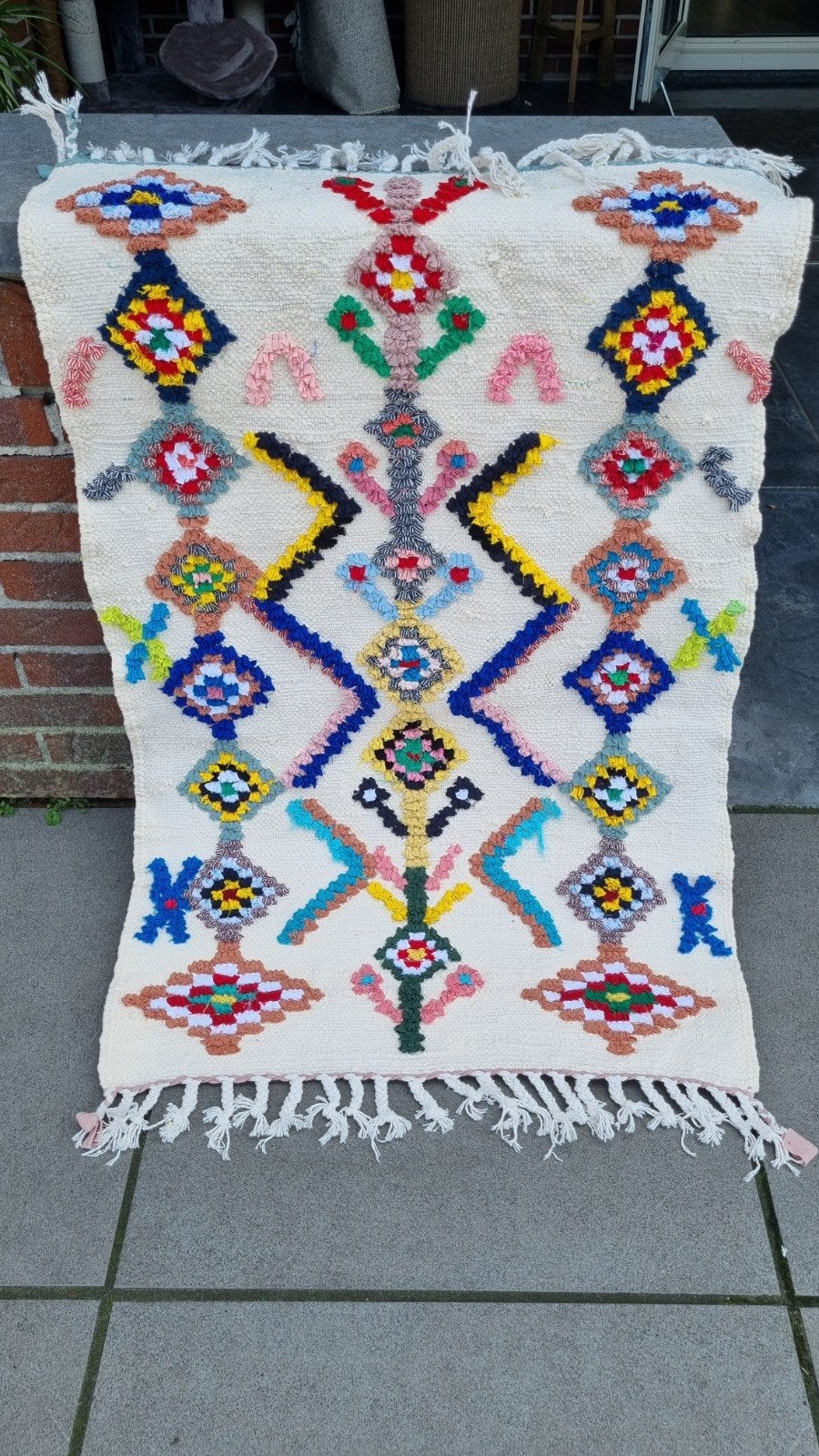 Handgemaakt Marokkaans Berber vloerkleed, kleurrijk, Minder dan 50 cm, 50 tot 100 cm, Berber, Bohemien, Etnisch, Ophalen of Verzenden