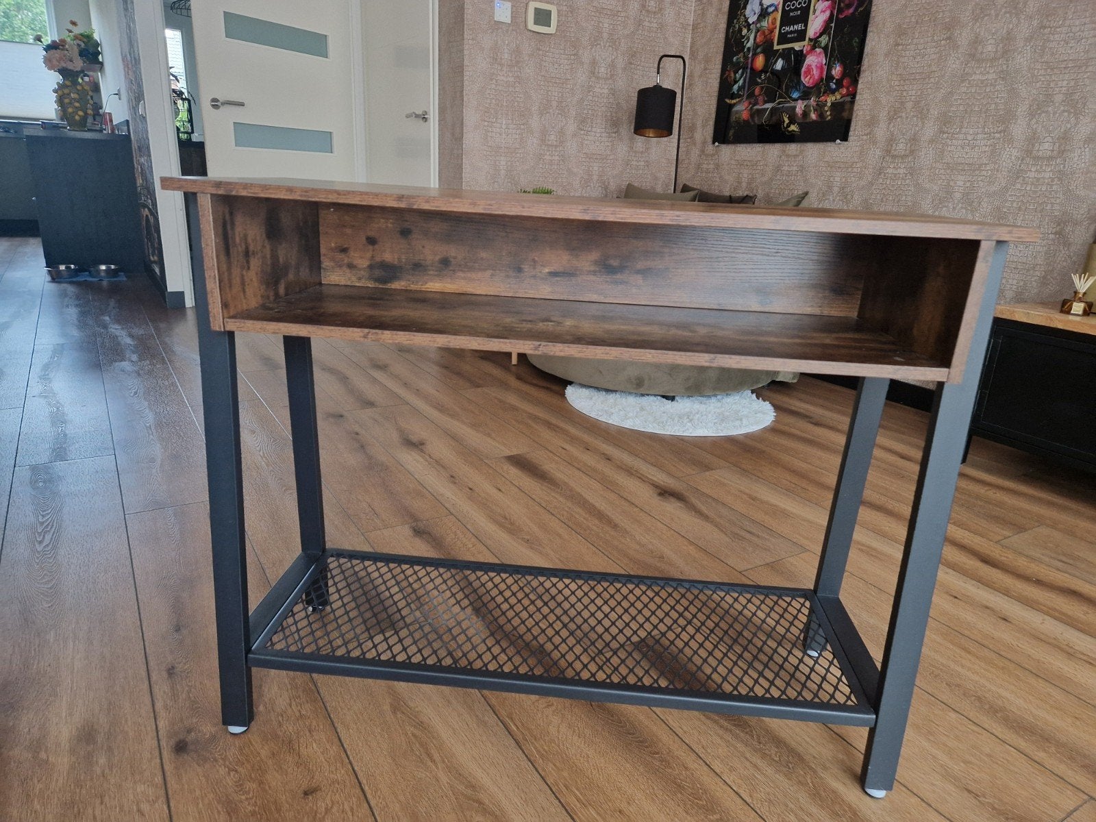 Industriële bijzettafel / sidetable met opbergvak, 50 tot 100 cm, Zo goed als nieuw, Industrieel, Ophalen