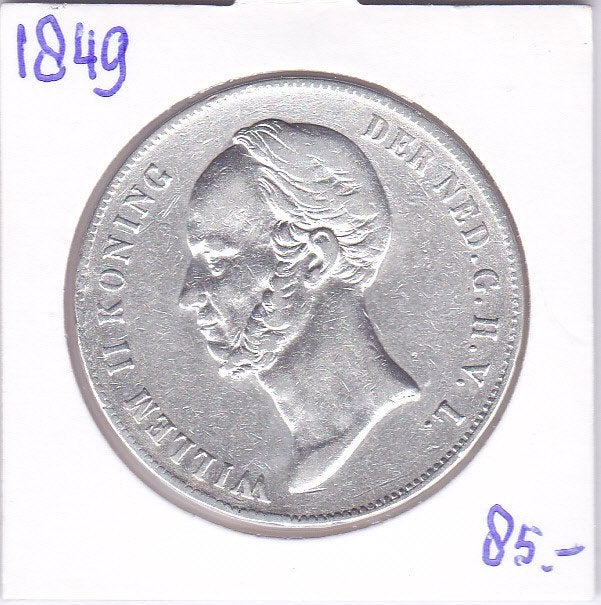 Nette rijksdaalder 1849 Willem 2 voor 85 euro, Zilver, Ophalen of Verzenden, Losse munt, 2½ gulden