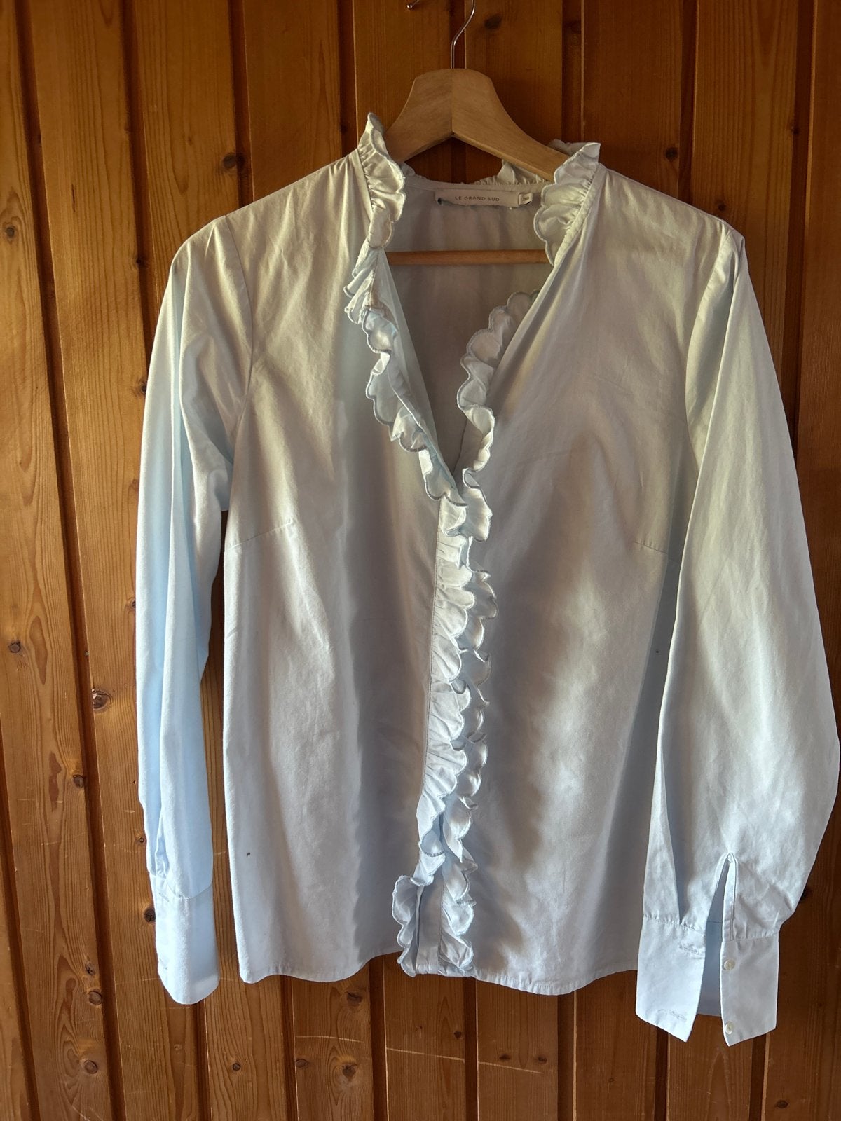 Le Grand Sud blouse met ruches - Maat 38, Ophalen of Verzenden, Zo goed als nieuw, Maat 38/40 (M), Blauw