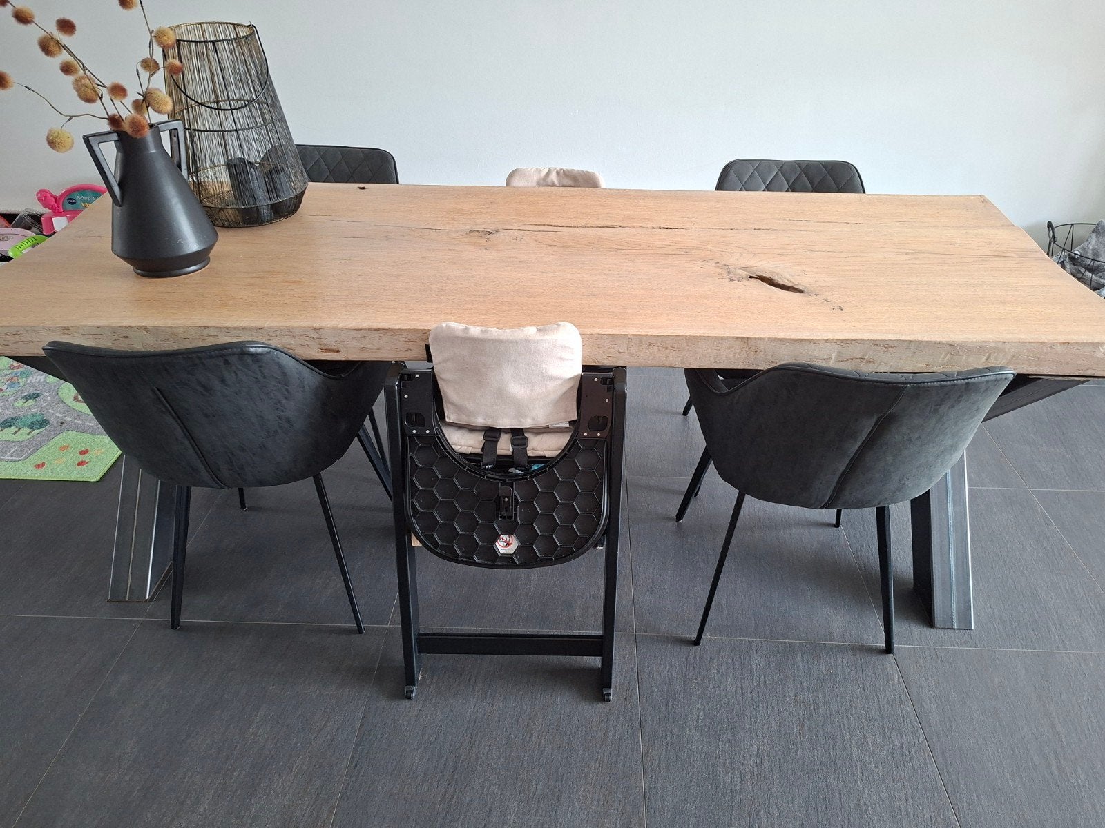 Eikenhouten tafel en 6 stoelen, Ophalen, Rechthoekig, Hout