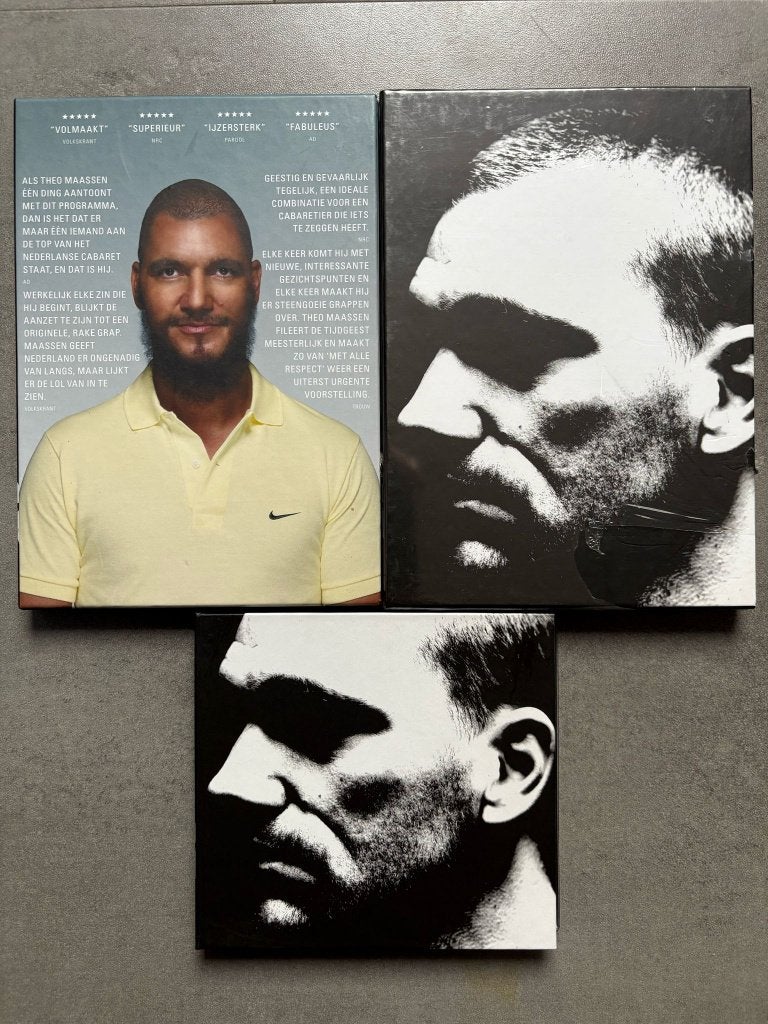 Theo Maassen 3x dvd/ cd- Met Alle Respect &Tegen Beter,prima, Alle leeftijden, Ophalen of Verzenden, Zo goed als nieuw, Stand-up of Theatershow