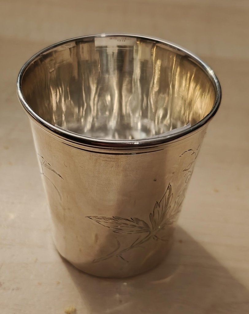 Zilveren geboortebeker, Frans, eind 19e eeuw., Antiek en Kunst, Ophalen of Verzenden, Zilver