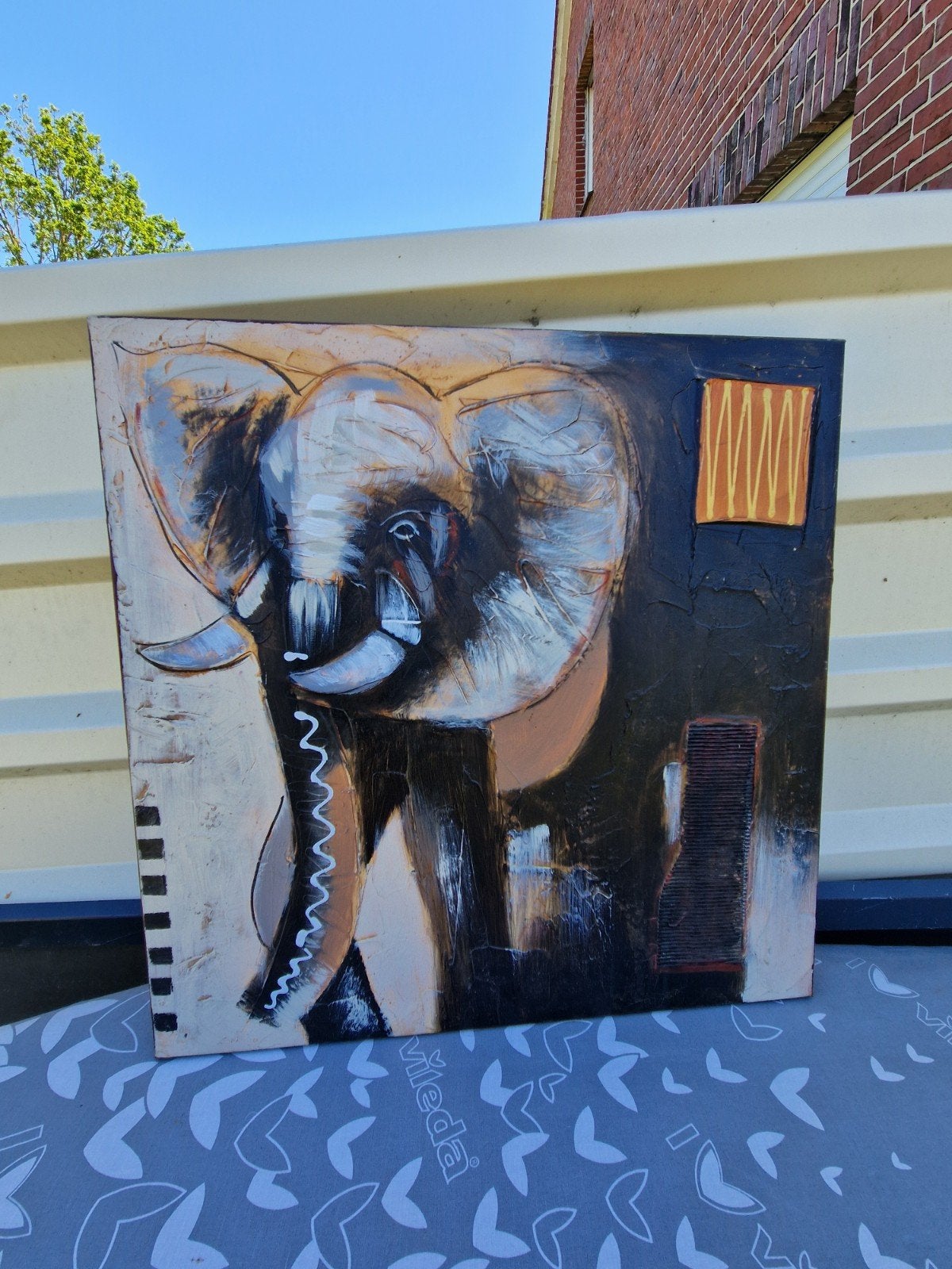 Uniek olifant schilderij - Handgemaakt kunstwerk, Antiek en Kunst, Kunst | Schilderijen | Modern, Ophalen