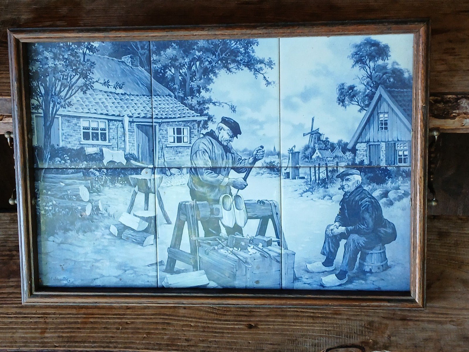 Delfs Blauw Dienblad met Hollandse Scène, Ophalen of Verzenden