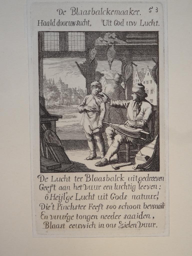 Originele ets De Blaasbalg maker, door Jan en Casper Luyken, Verzenden
