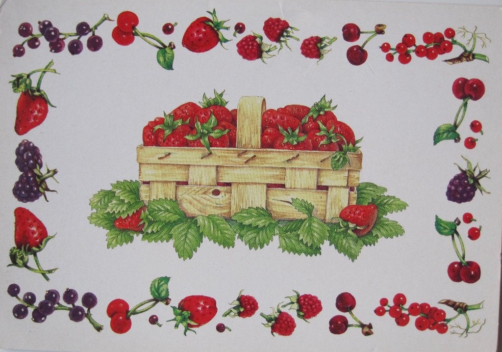 Voor het kind - bloemen en fruit - aardbei, Verzenden, 1980 tot heden, Ongelopen, Overige thema's