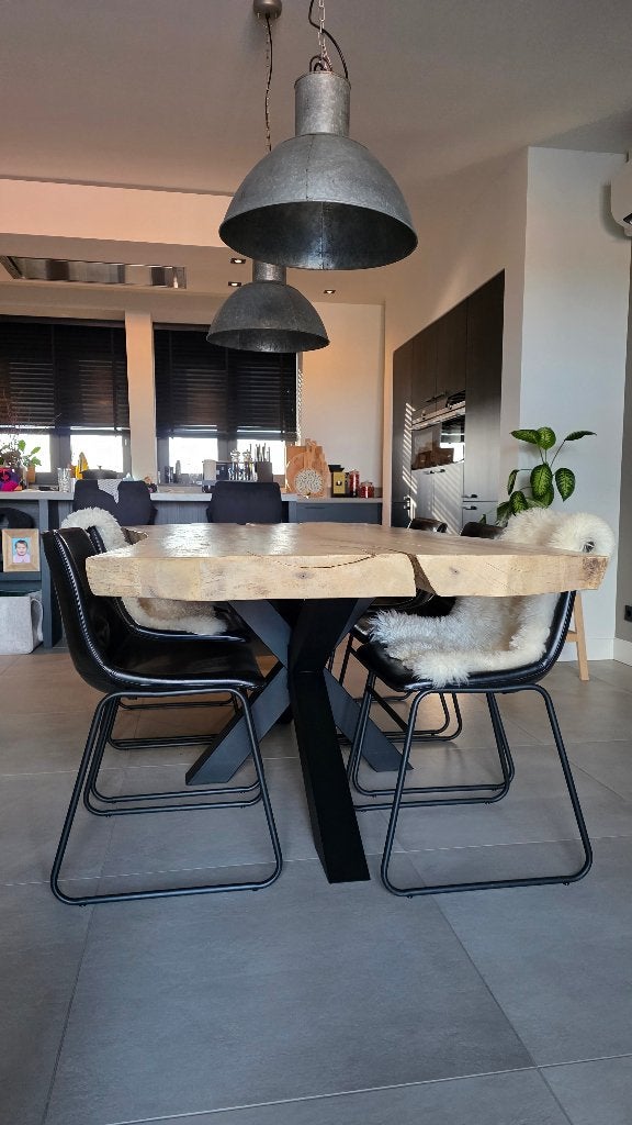 Leren eetkamer stoelen industerieel (6 stuks), Ophalen, Gebruikt, Industerieel, Zwart