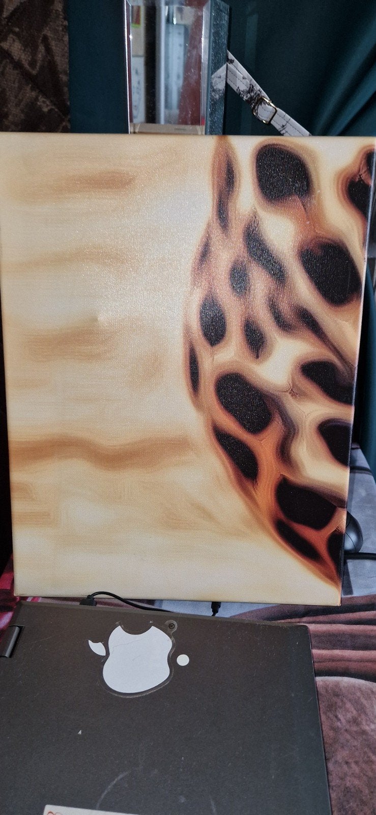 Abstract schilderij met luipaardachtig patroon, Abstract, Ophalen of Verzenden, Handgeschilderd, Olieverf