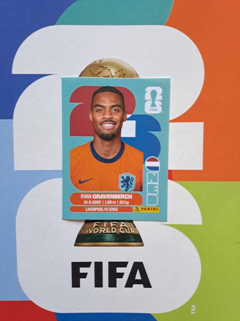 WK2026 Panini Gravenberch, Ophalen of Verzenden, Nieuw, Buitenlandse clubs, Poster, Plaatje of Sticker