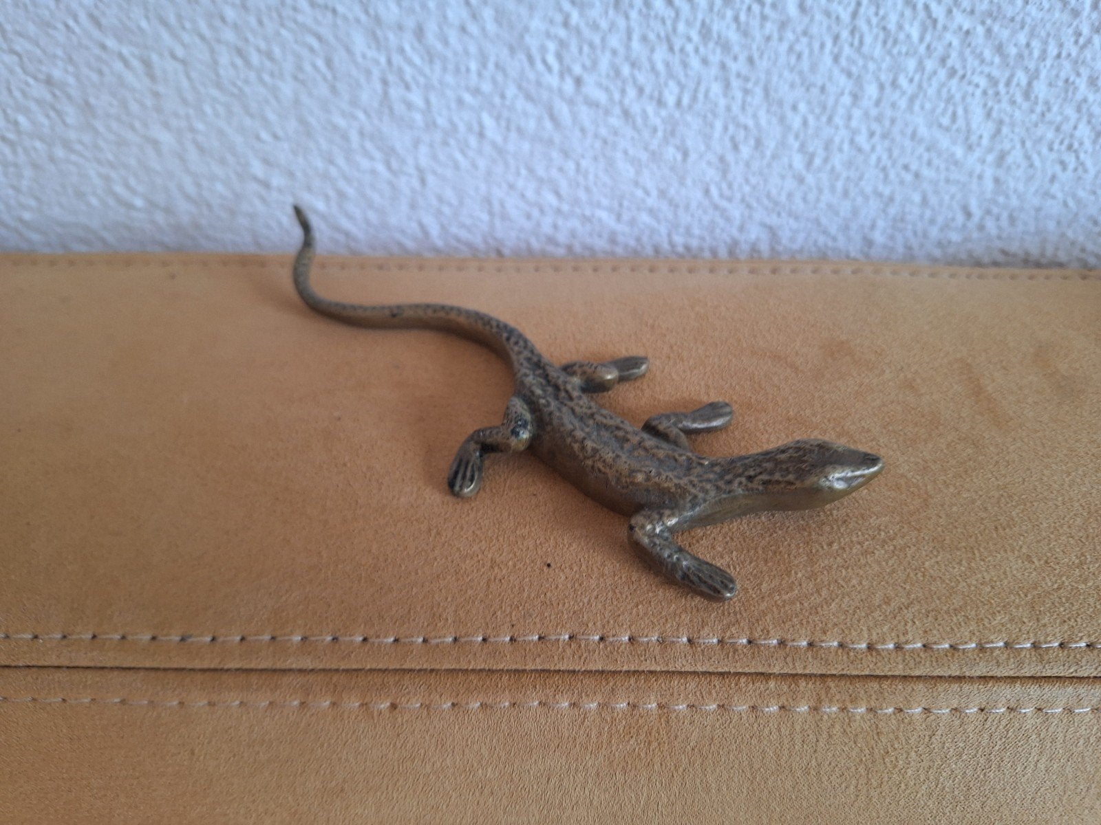 Vintage Koperen Hagedis Beeldje - Decoratief 14 cm, Antiek en Kunst, Antiek | Koper en Brons, Ophalen, Koper