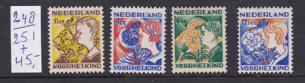 nvph 248 - 251 ongestempeld, Ophalen of Verzenden, T/m 1940
