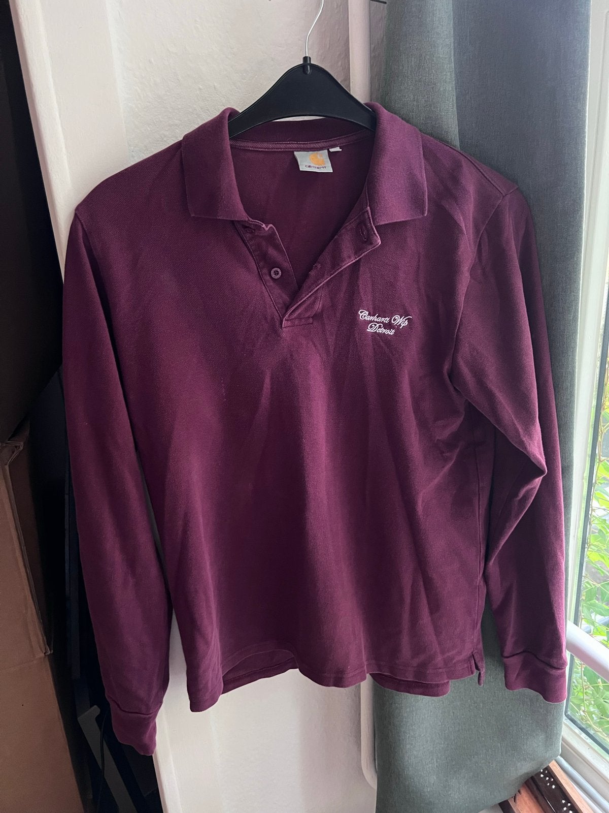 Carhartt WIP Bordeaux Overhemd 100% Katoen - Maat M, Ophalen, Gedragen, Rood, Overige halswijdtes