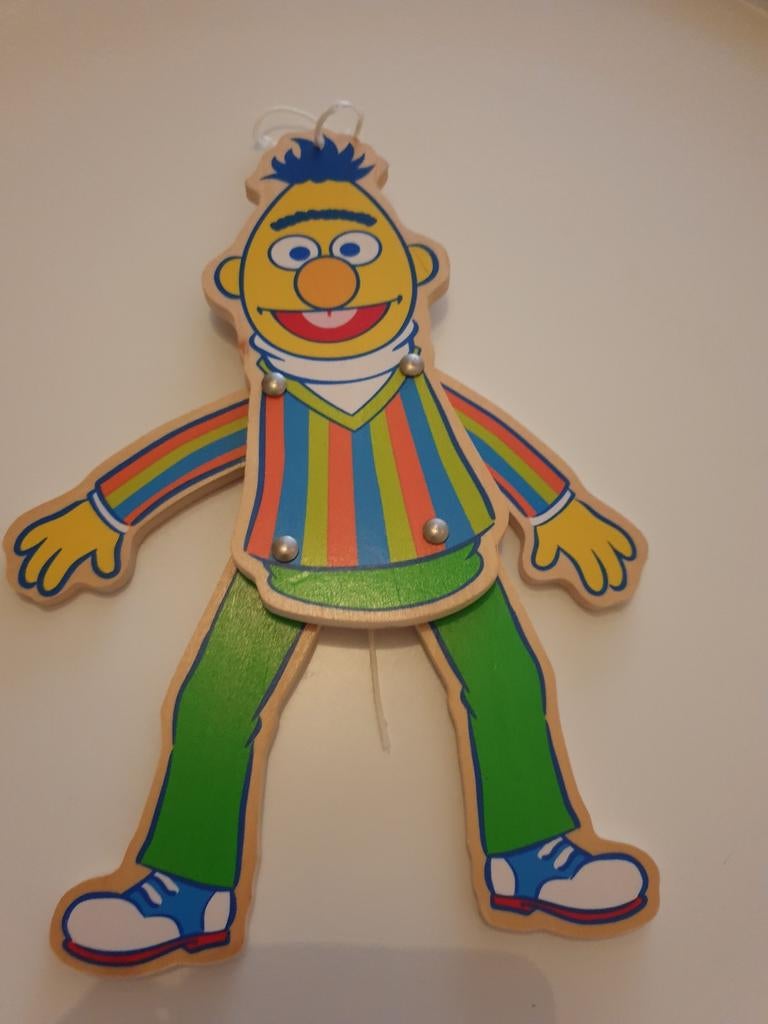 Bert Sesamstraat houten trekpop, Ophalen of Verzenden, Zo goed als nieuw, Jongen of Meisje