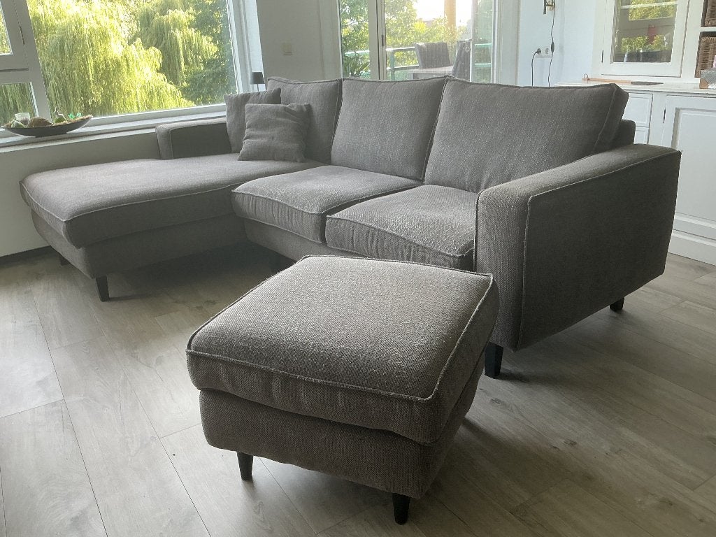 Riviera Maison - Mud bank met chaise longue en poef, Ophalen, 250 tot 300 cm, Gebruikt, 75 tot 100 cm