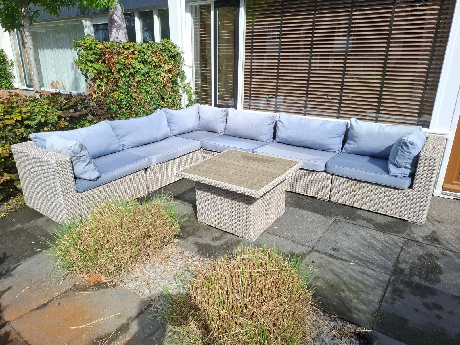 Mega loungeset 360x270cm met tafel en kussens, Ophalen