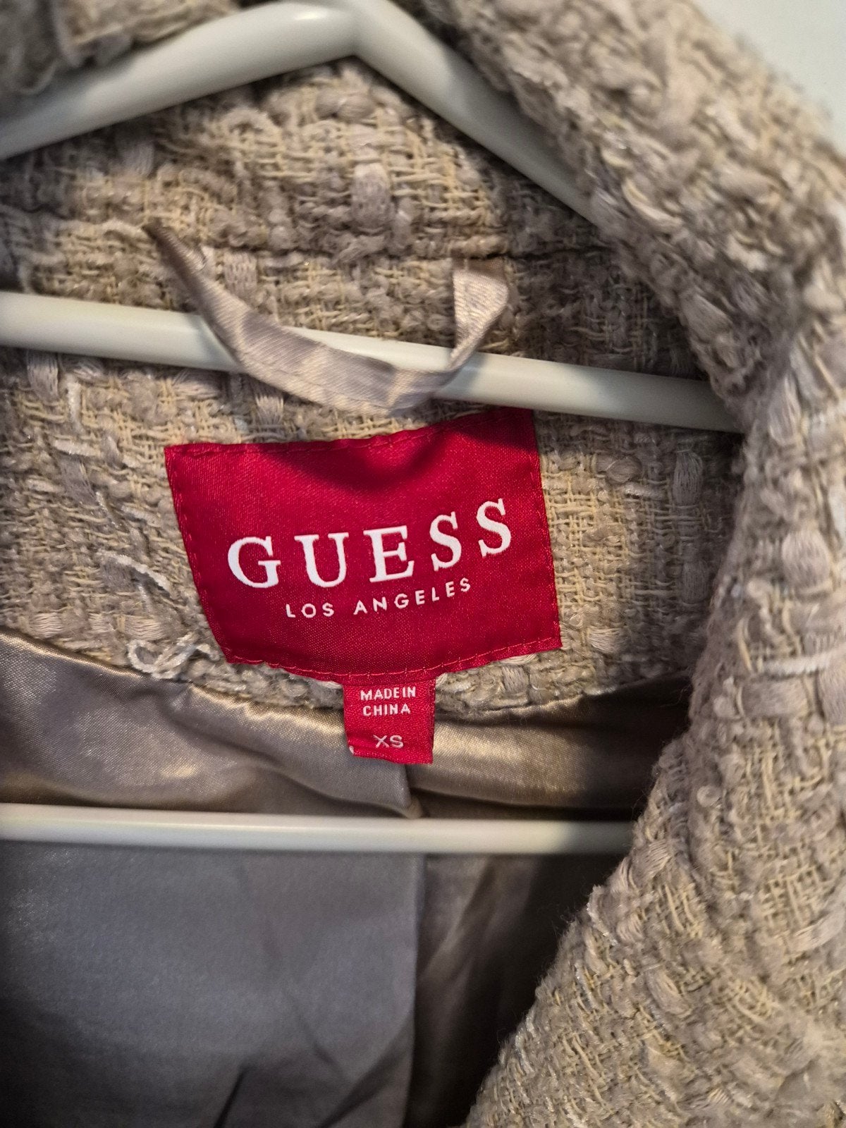 Guess Los Angeles Tweed Jas Maat XS, Kleding | Dames, Guess, Beige, Ophalen of Verzenden, Zo goed als nieuw
