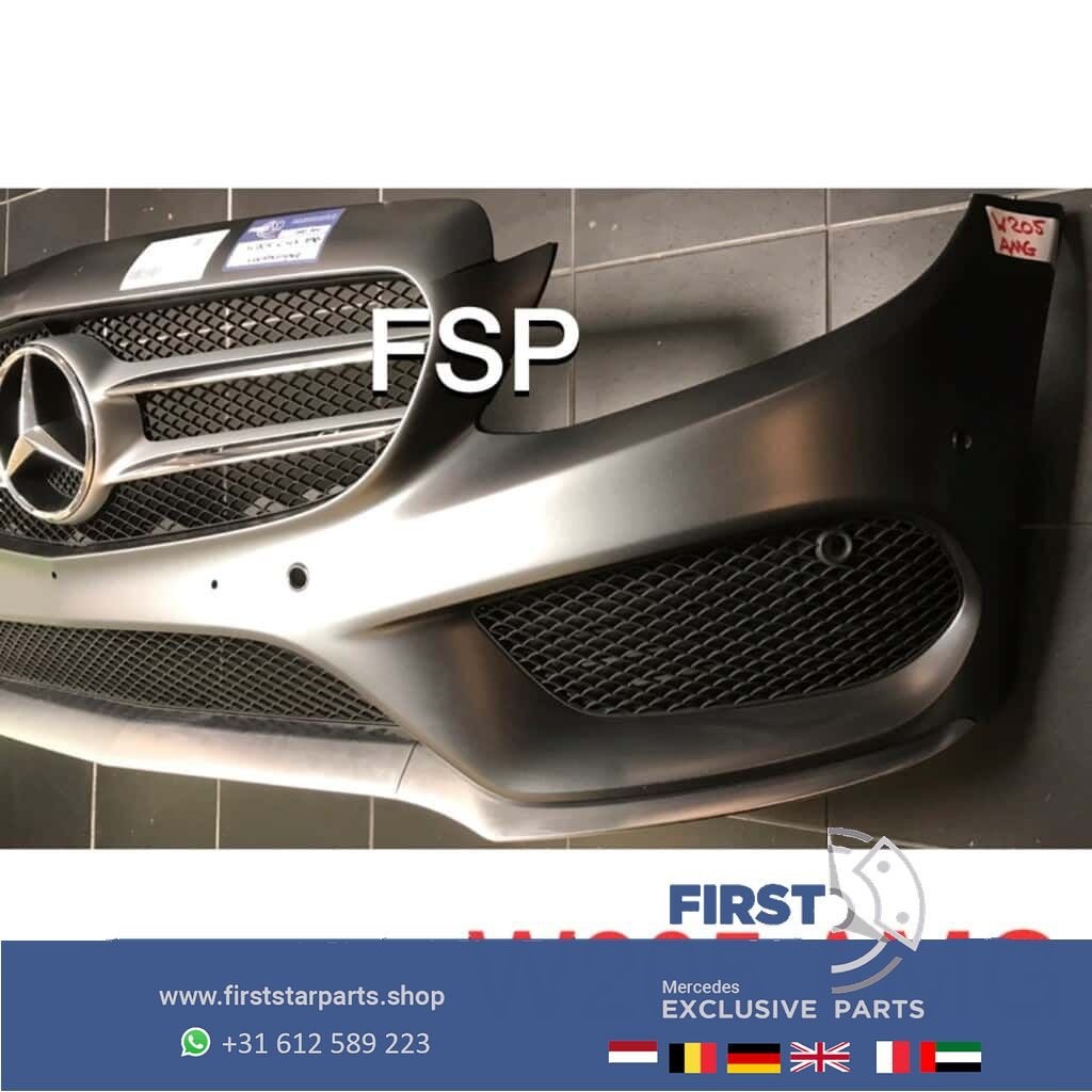 W205 AMG Voorbumper compleet Mercedes C Klasse 2018 grijs or, Auto-onderdelen, Gebruikt, -, Voor, Ophalen of Verzenden