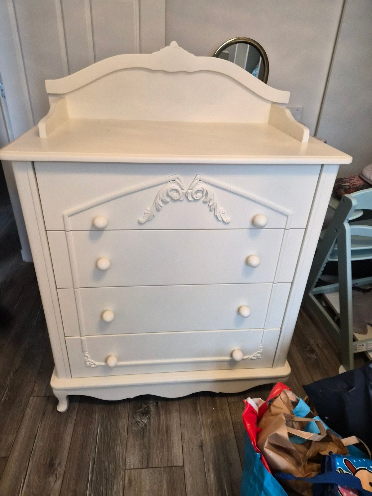 Witte brocante commode / kaptafel, Ophalen, Gebruikt, 100 tot 150 cm, 50 tot 100 cm