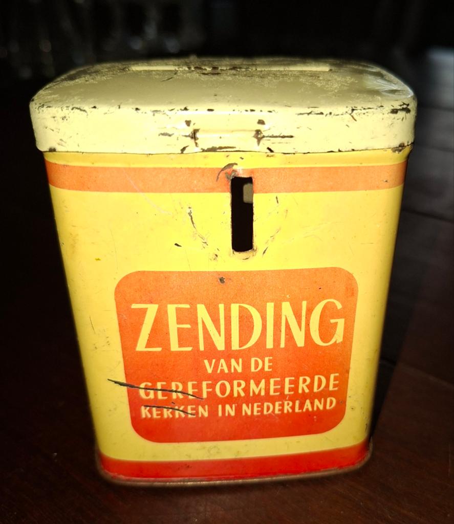 Spaarpot. ZENDINGSWERK - Gereformeerde Kerken, Ophalen of Verzenden, Gebruikt, Metaal of Blik, Overige thema's