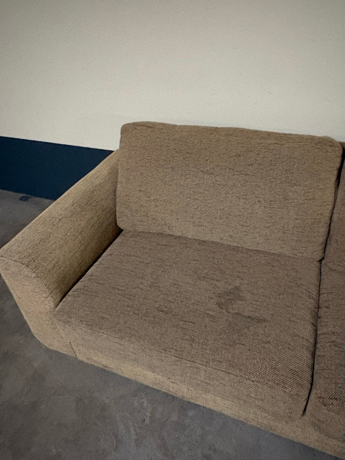 Comfortabele 2,5 zitsbank in beige stof, Ophalen, Gebruikt, 150 tot 200 cm, Tweepersoons