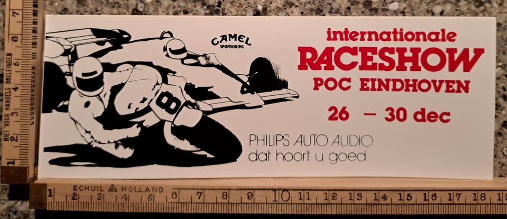 Vintage sticker internationale raceshow motorrace wegrace, Verzamelen, Ophalen of Verzenden, Zo goed als nieuw
