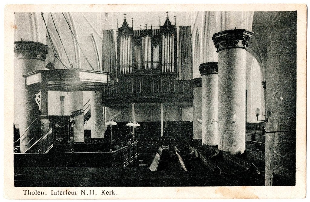 Tholen (z) interieur n.h.kerk, ongelopen, richtprijs 3,50, Verzenden, 1940 tot 1960, Ongelopen, Zeeland