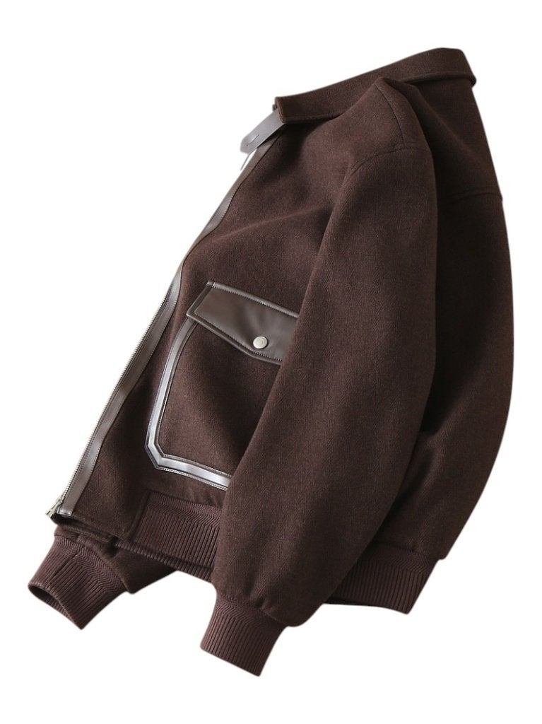Tom Ford Wolblend Jacket Leather Details Brown Herringbone, Ophalen of Verzenden, Nieuw, Overige maten, Bruin