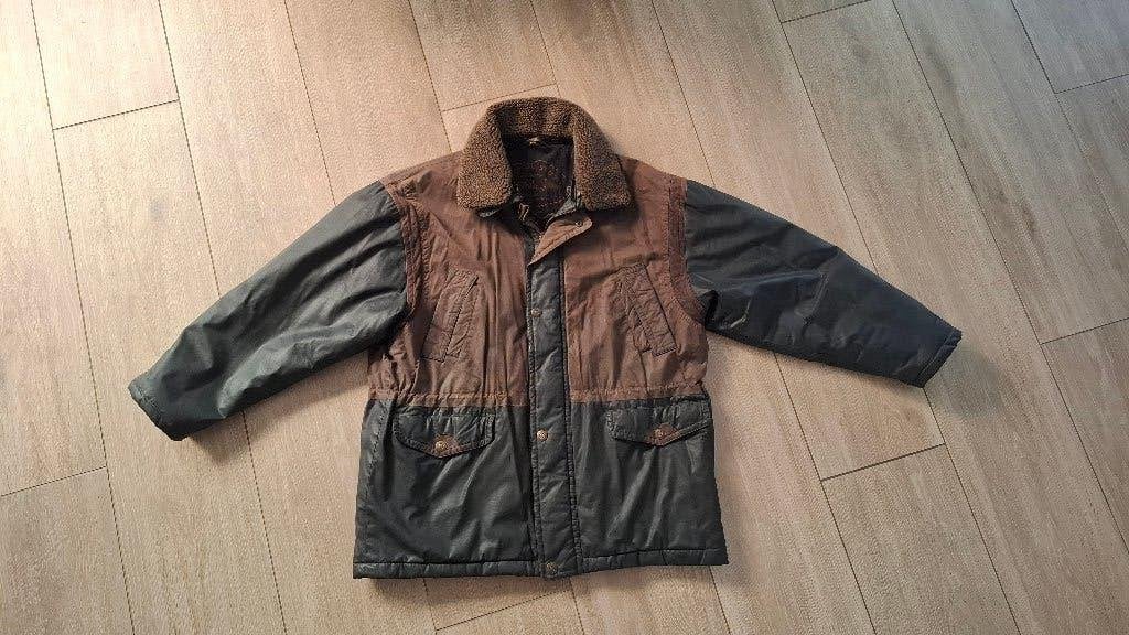 Vintage  waxjas heren  xl winterjas met teddy voering, Italiaans, Meerkleurig, Maat 56/58 (XL), Ophalen of Verzenden