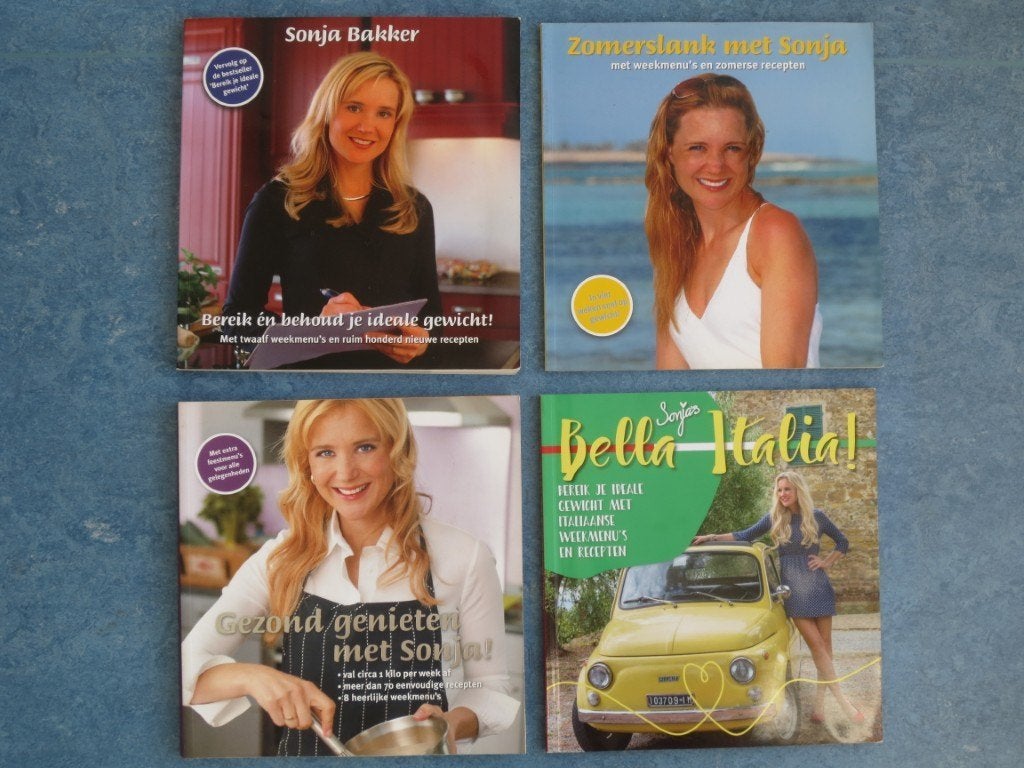 4x Sonja Bakker Kookboeken - Bella Italia Gezond Genieten, Boeken, Gelezen, Vegetarisch, Ophalen of Verzenden, Sonja Bakker