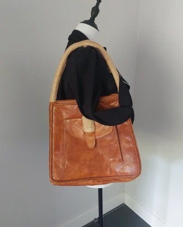 Schoudertas vintage bruin - handtas- boodschappentas, Ophalen of Verzenden, Gebruikt, Bruin, Overige merken