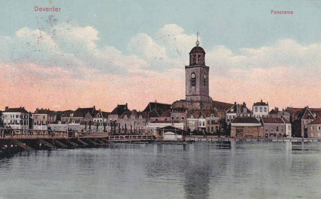 18341 Deventer Panorama gelopen Overijssel 1912, Verzamelen, Ansichtkaarten | Nederland, Verzenden, Voor 1920, Gelopen, Overijssel