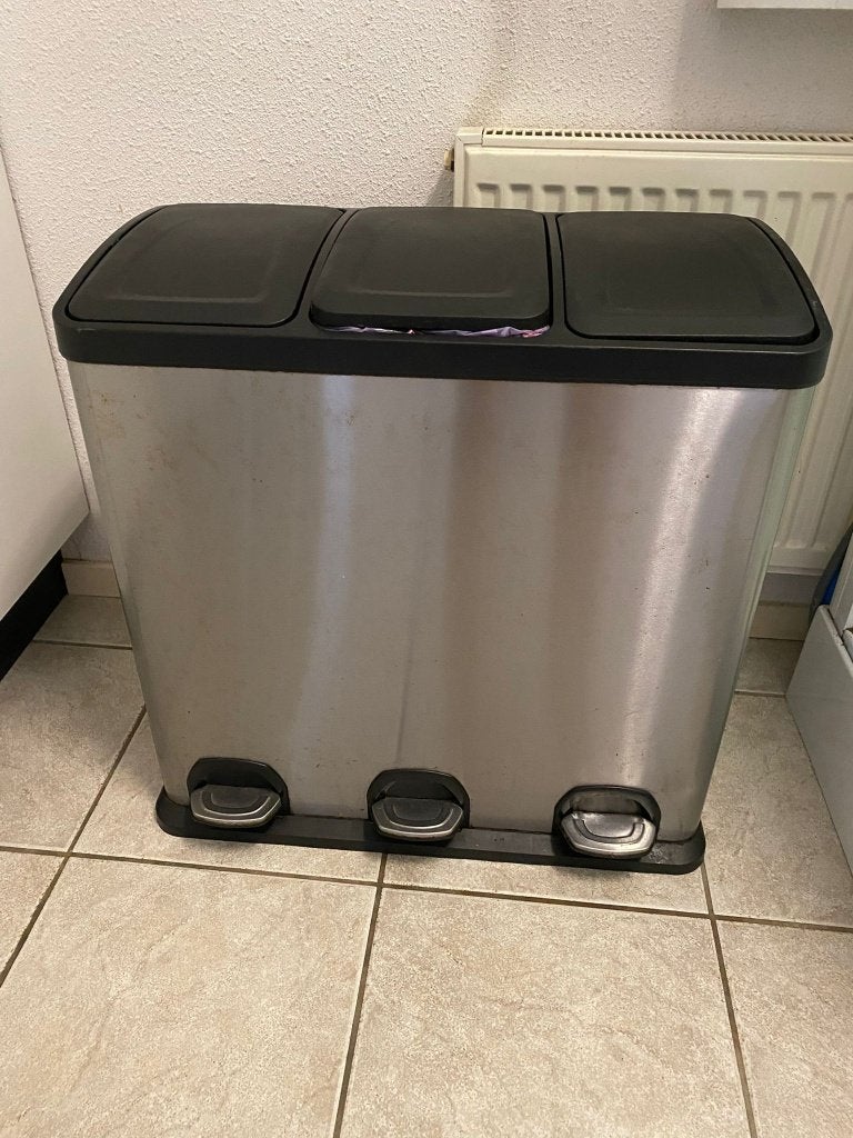 3 vaks prullenbak, Huis en Inrichting, Ophalen of Verzenden, Gebruikt, Met pedaal