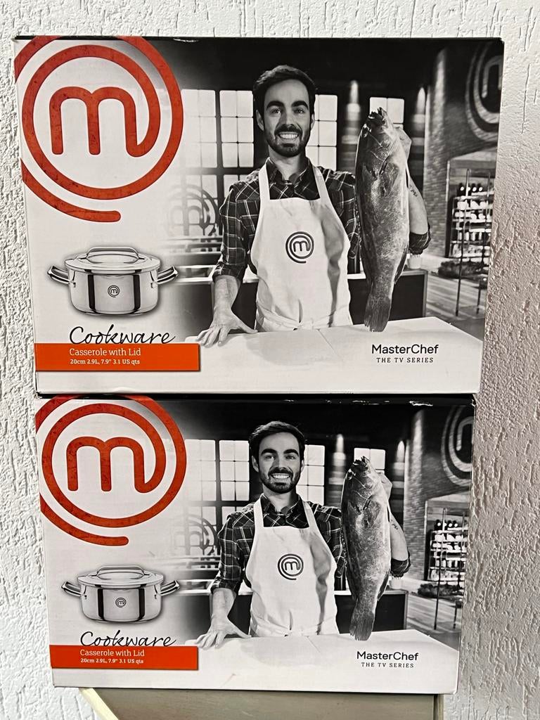 2 MasterChef Kookpannen met Deksel - Nieuw in Doos, Ophalen of Verzenden, Nieuw, Rvs, Kookpan of Snelkookpan
