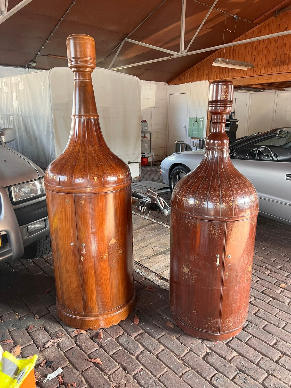 Unieke vintage wijnfles mini-bar set 1965-1975 – Zeldzaam!, Ophalen, Gebruikt