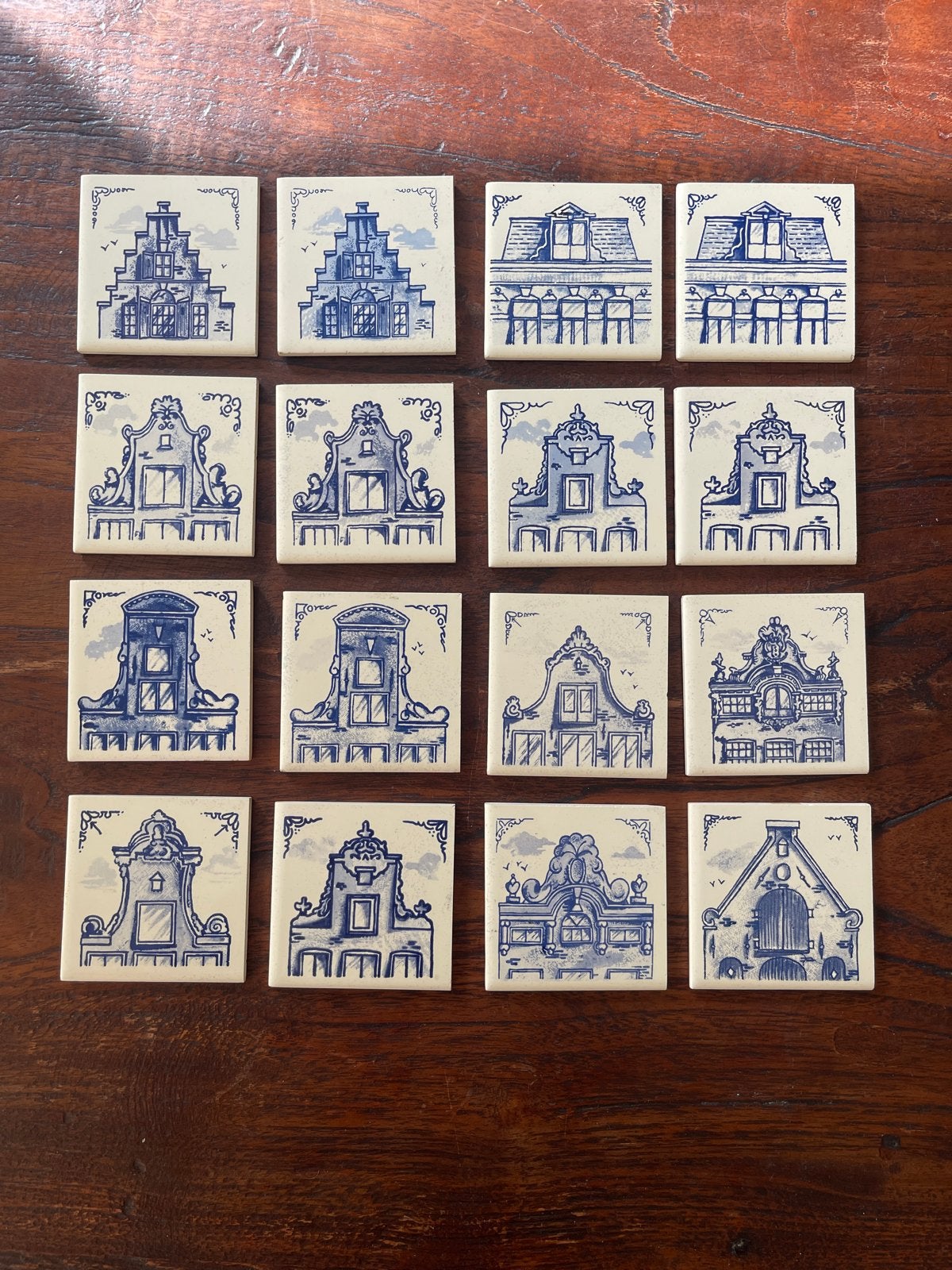 Set van 16 Delfts Blauwe Huisjes Tegeltjes, Ophalen of Verzenden