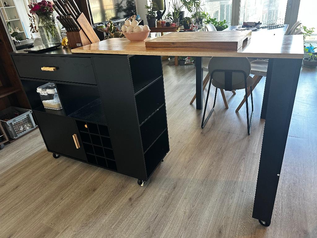 Modern Kitchen Island / Bar Cart on Wheels, Ophalen, Gebruikt