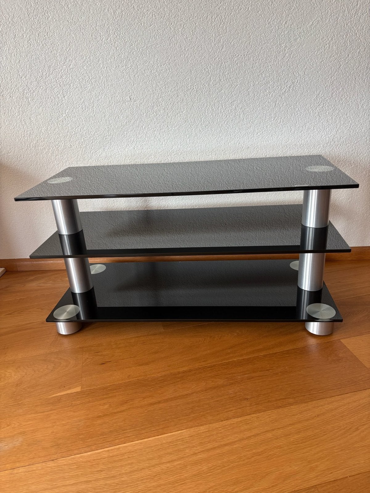 Glazen TV-meubel met 3 planken, Huis en Inrichting, Ophalen, Gebruikt, 50 tot 100 cm, Glas