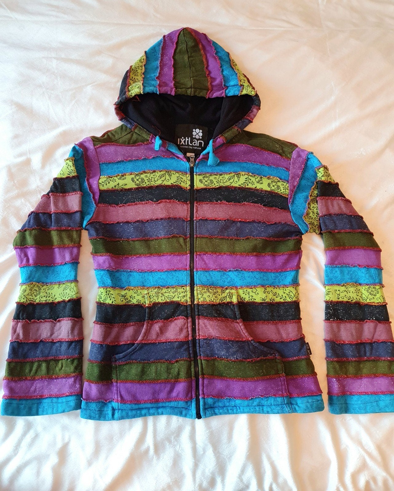 Gevoerd vest patchwork hippie stijl, Maat 38/40 (M), Meerkleurig, Ophalen of Verzenden, Gedragen