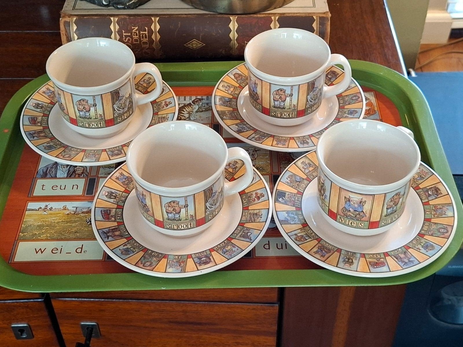aap noot mies servies met dienblad, Ophalen of Verzenden
