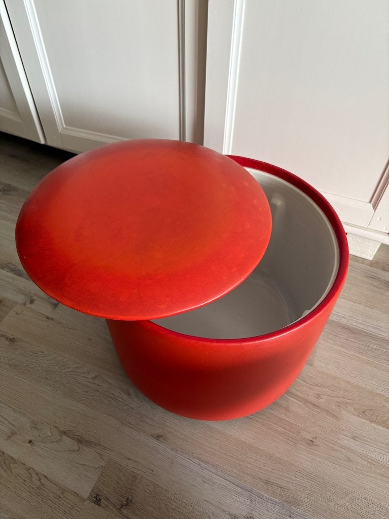 Oranje poef, Minder dan 50 cm, Kunststof, Rond, Minder dan 50 cm