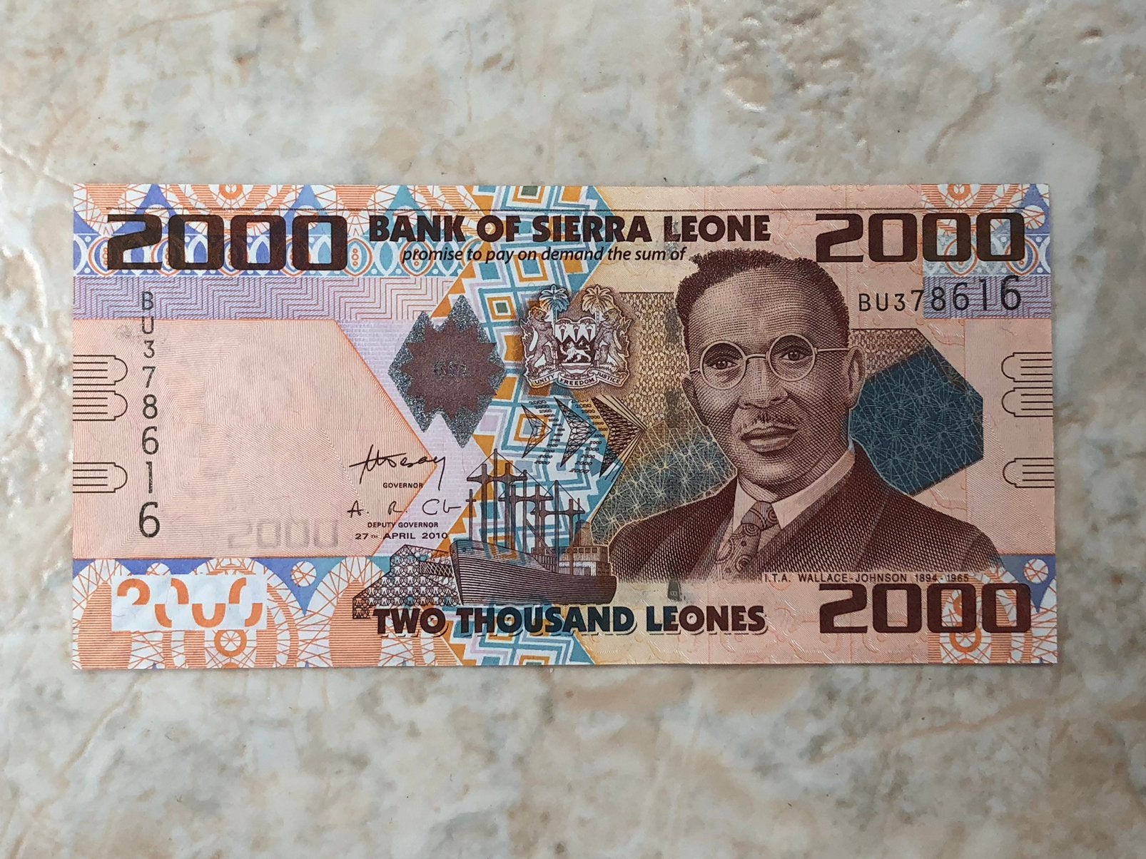 2000 leones 2010, Sierra Leone., Verzenden, Overige landen, Los biljet