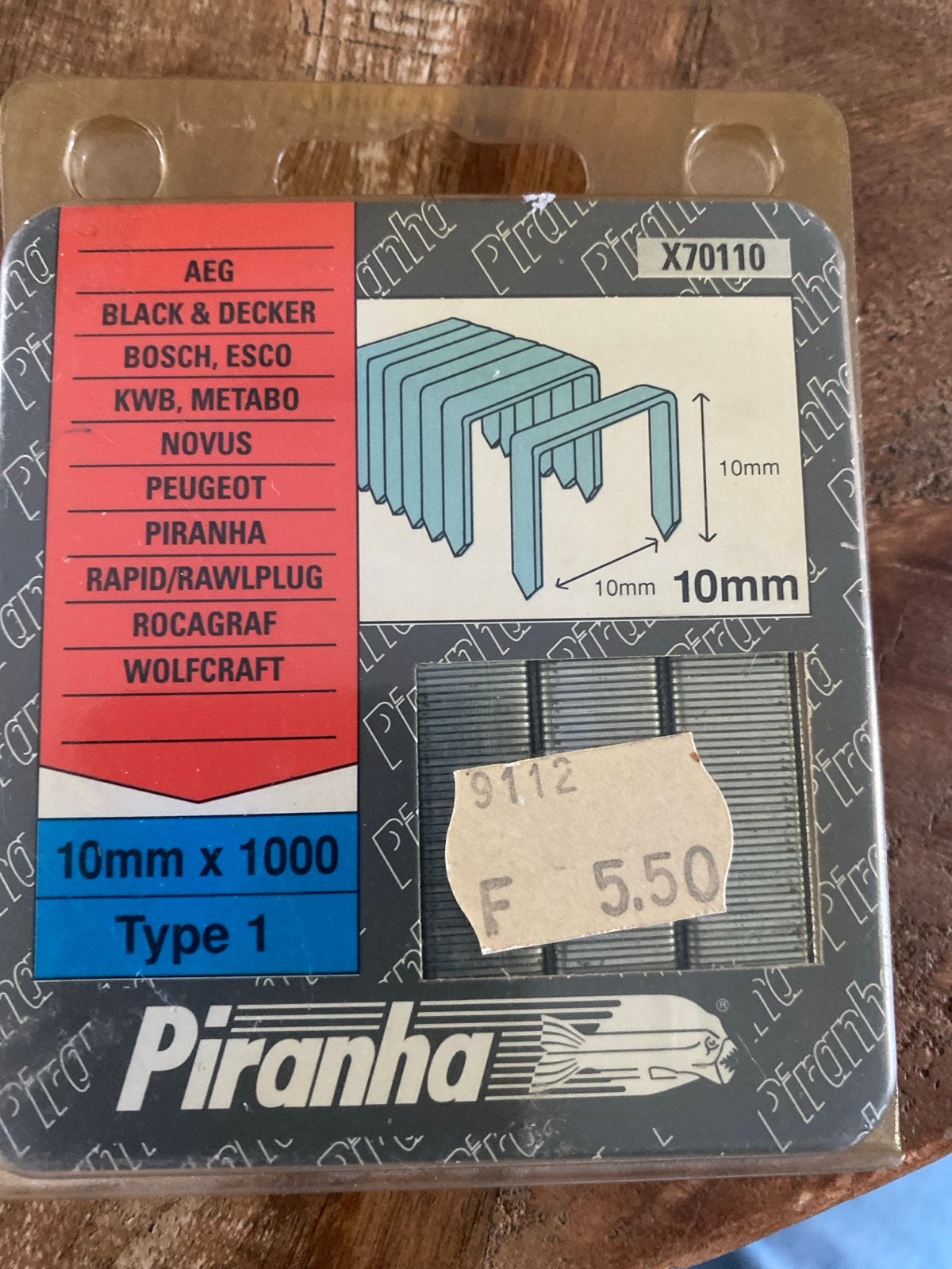 Piranha nietjes 10mm x 1000 stuks - Type 1, Ophalen, Nieuw, Tacker/nietmachine, Overige merken