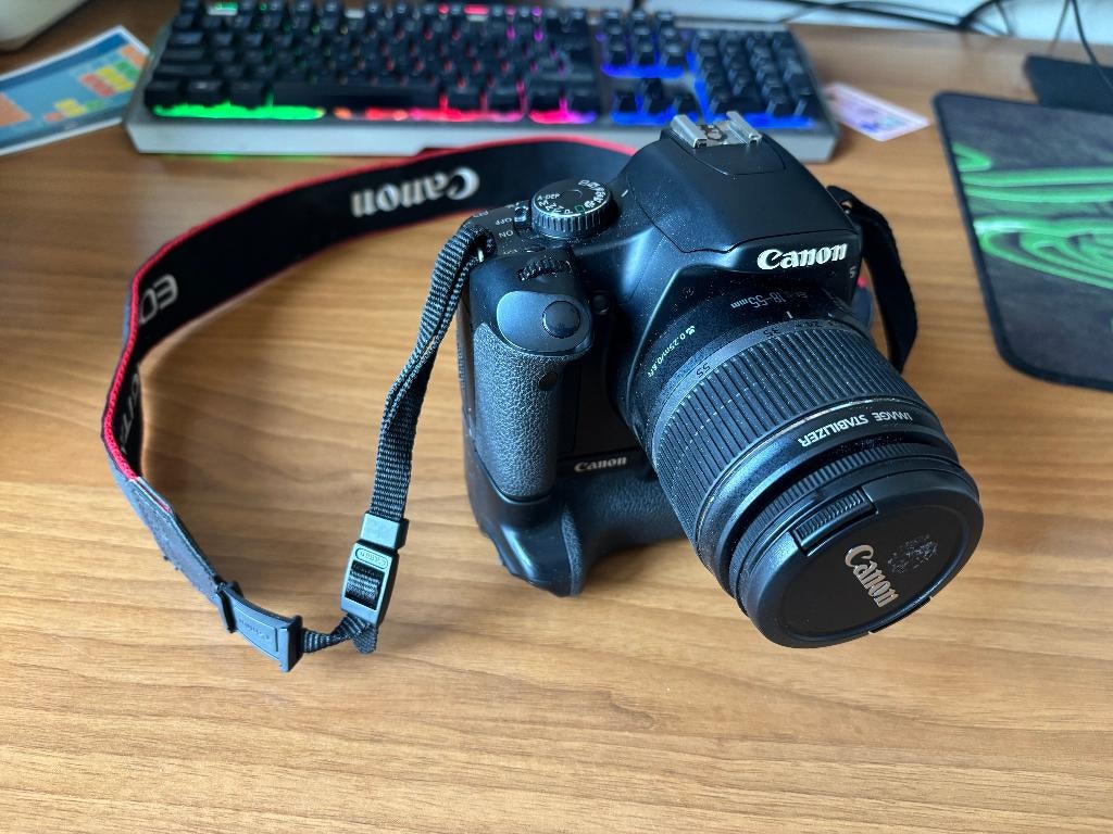canon 450D + accessoires, Ophalen, Zo goed als nieuw, Canon, Geen optische zoom