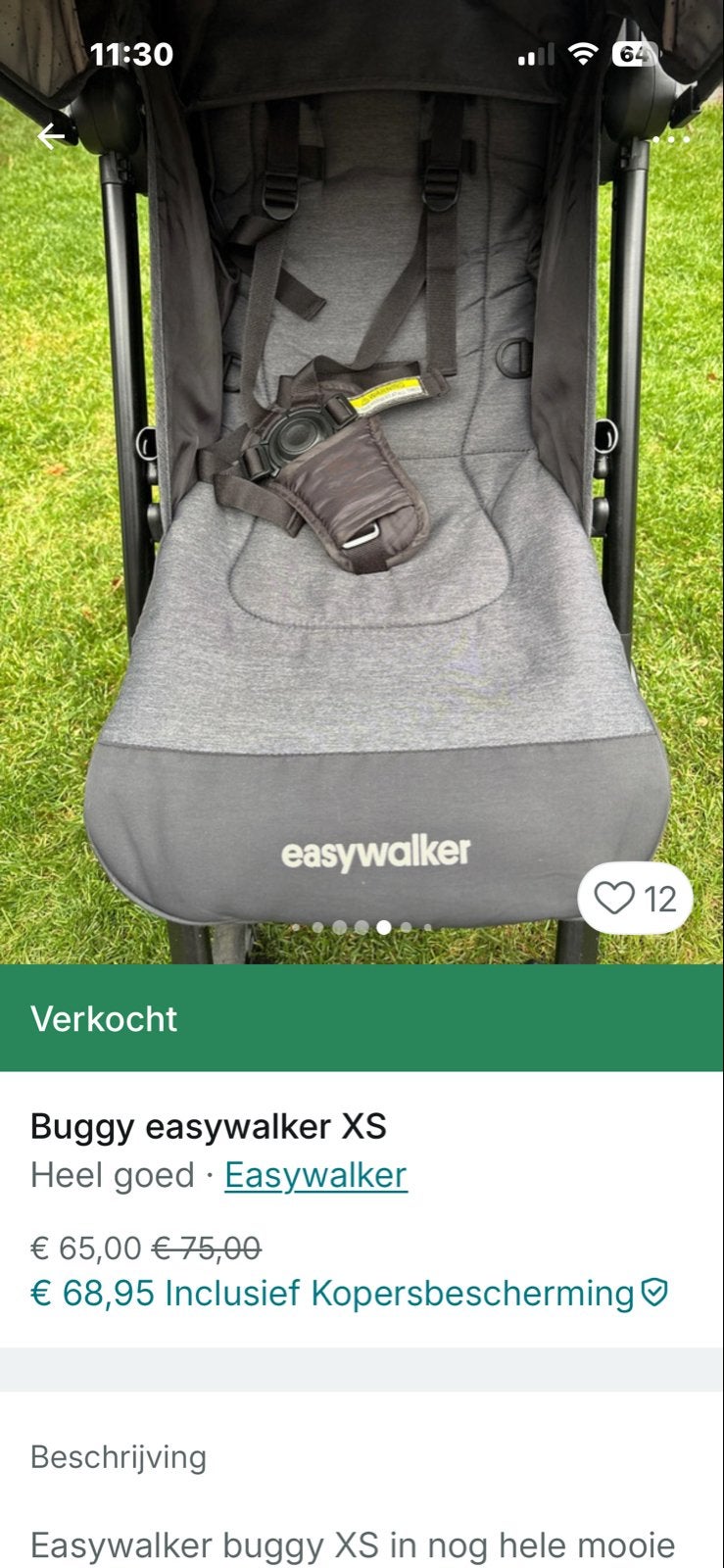 Easywalker Buggy XS - Zeer nette staat, Kinderen en Baby's, Buggy's, Zo goed als nieuw, Overige merken, Verstelbare rugleuning