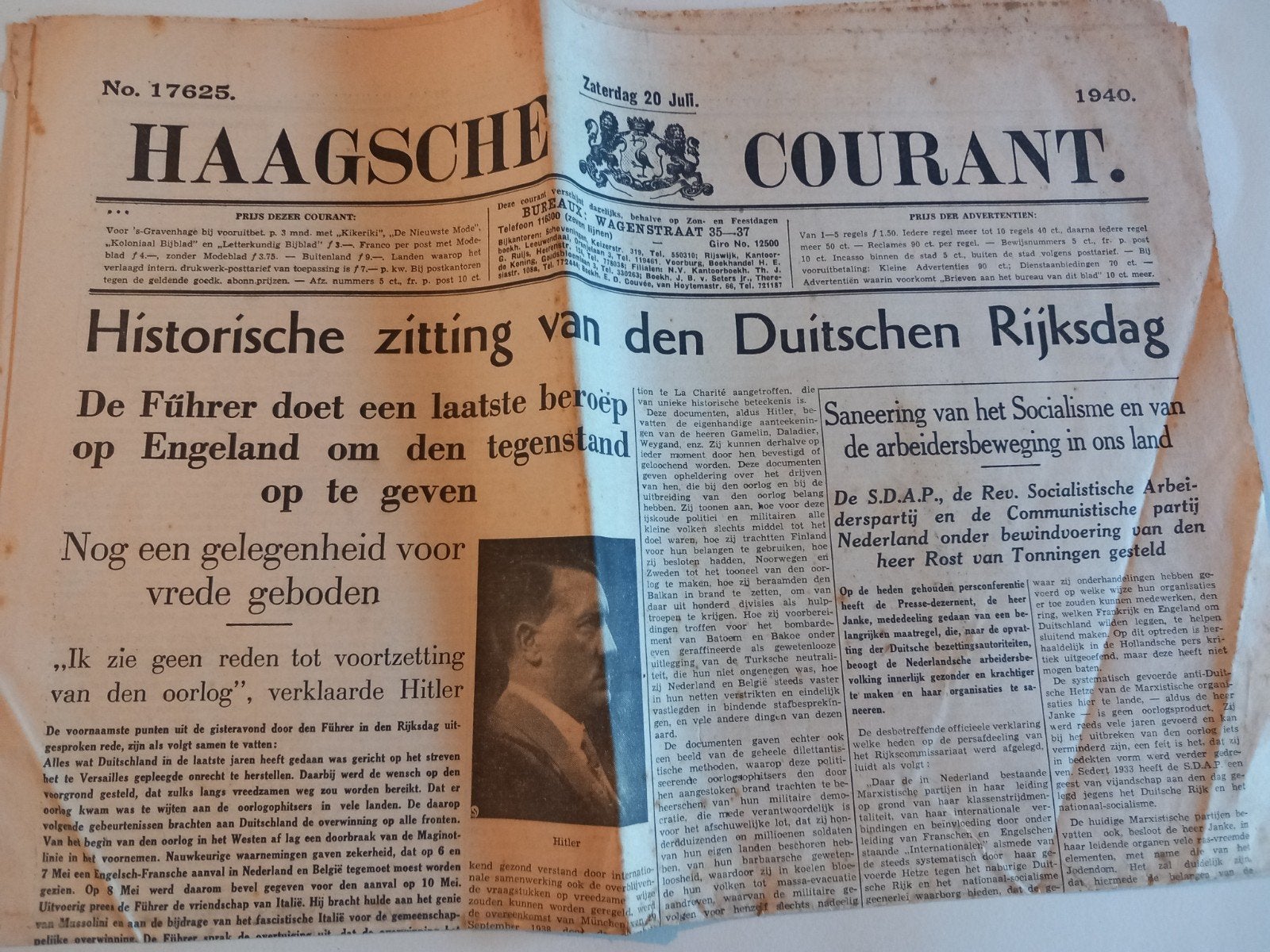 Haagsche courant juli 1940, ., Ophalen of Verzenden, ., Nederland