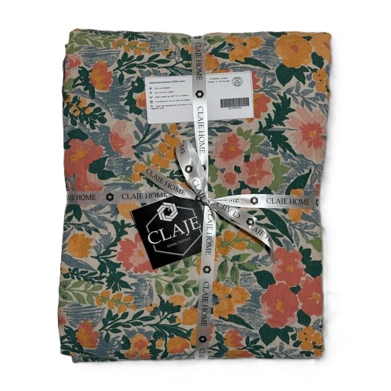 100% linnen dekbedovertrek 240x220 met slopen Garden, Overige kleuren, Dekbedovertrek, Ophalen of Verzenden, Nieuw